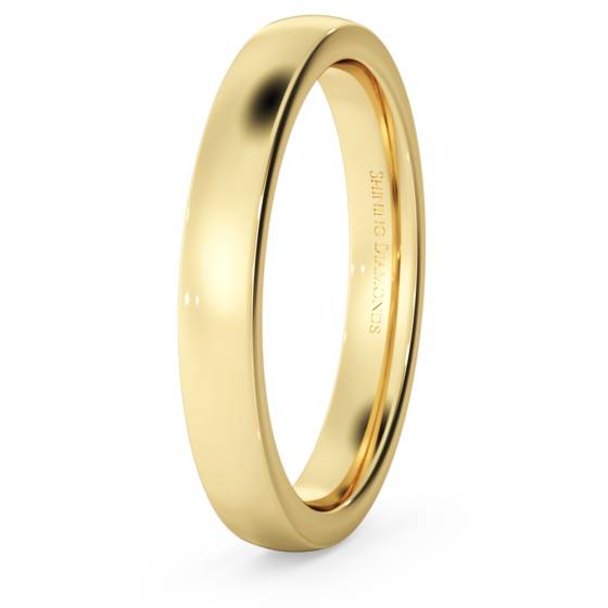 HWNJ317 Slight Court with Flat Edge Wedding Ring - 3mm width, Medium depth
