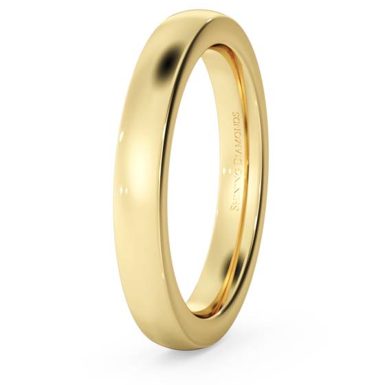 HWNJ321 Slight Court with Flat Edge Wedding Ring - 3mm width, 2.3mm depth