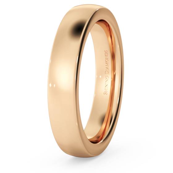 HWNJ421 Slight Court with Flat Edge Wedding Ring - 4mm width, 2.3mm depth