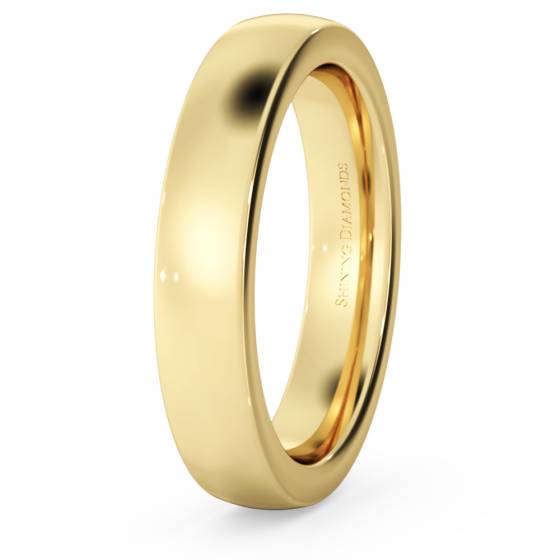 HWNJ421 Slight Court with Flat Edge Wedding Ring - 4mm width, 2.3mm depth