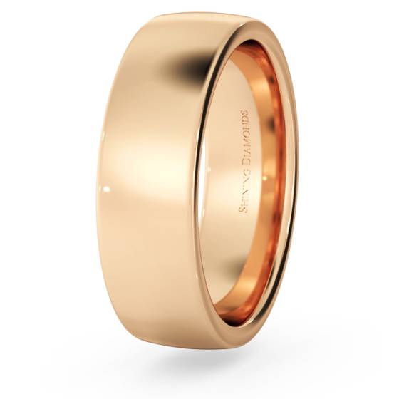HWNJ617 Slight Court with Flat Edge Wedding Ring - 6mm width, Medium depth