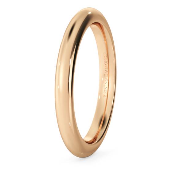 HWNP2521 D Court Wedding Ring - 2.5mm width, 2.3mm depth