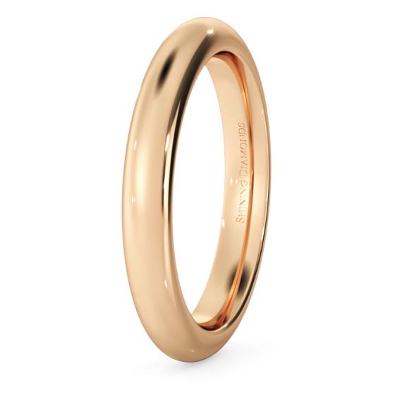 HWNP321 D Court Wedding Ring - 3mm width, 2.3mm depth