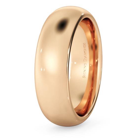 HWNP621 D Court Wedding Ring - 6mm width, 2.3mm depth