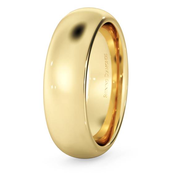 HWNP621 D Court Wedding Ring - 6mm width, 2.3mm depth