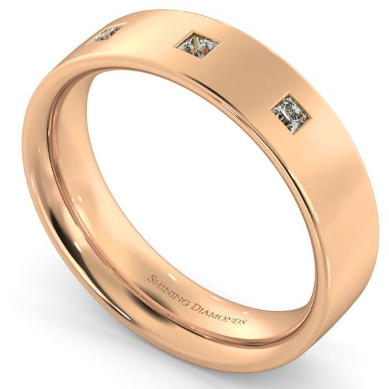 HWPM015 Wedding Ring with Three Princess cut Diamonds