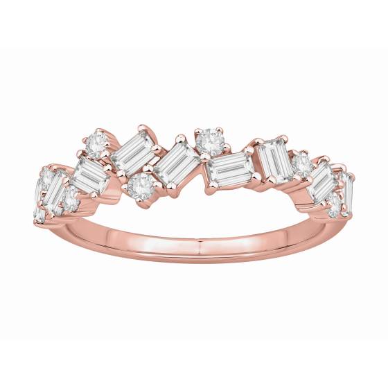 0.90ct Baguette And Round Diamond Asymetric Eternity Ring