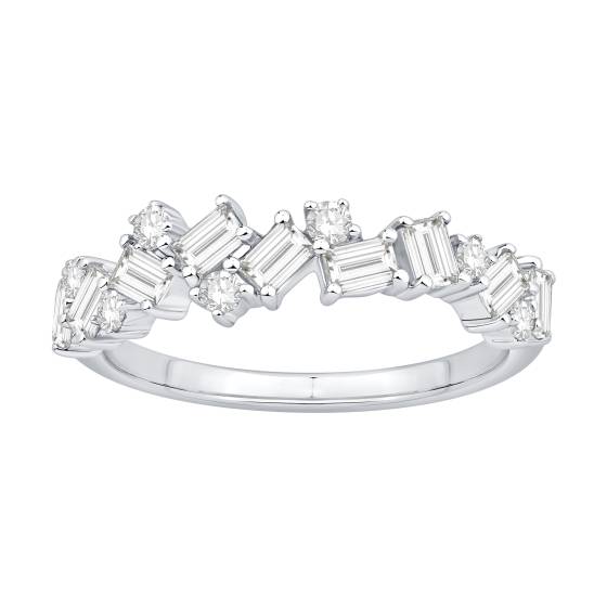 0.90ct Baguette And Round Diamond Asymetric Eternity Ring