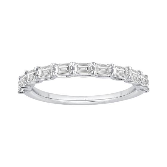 0.90ct Emerald Diamond Arrow Claw Horizontal Eternity Ring