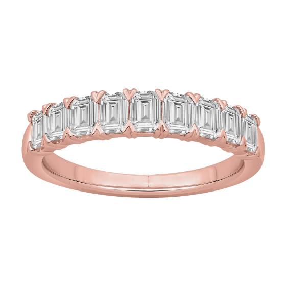 1.20ct Emerald Arrow Claws 9 Stone Diamond Eternity Ring