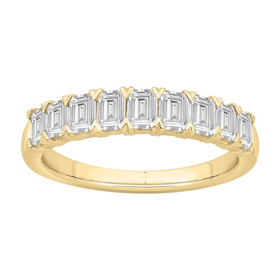 1.20ct Emerald Arrow Claws 9 Stone Diamond Eternity Ring