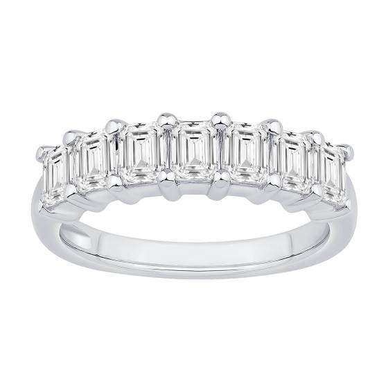 1.65ct 7 Stone Emerald Diamond Ring