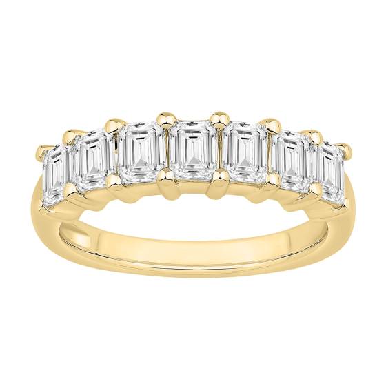 1.65ct 7 Stone Emerald Diamond Ring