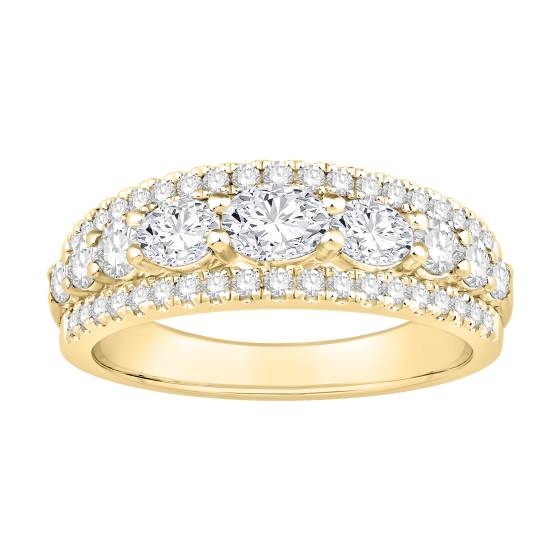 1.85ct Oval Diamond Horizontal Set And Round Three Row Shared Prong Set Eternity Ring