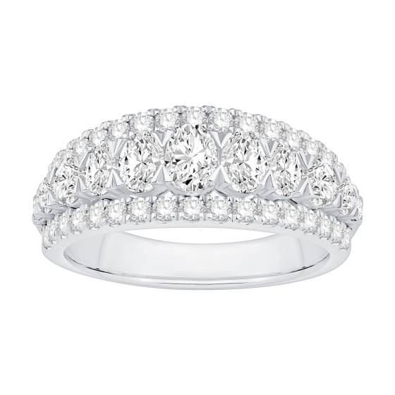 3.05ct Oval And Round Diamond Three Row Prong Set Eternity Ring