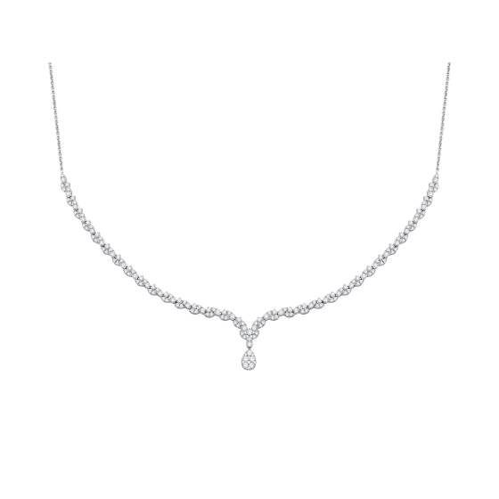 3.00ct Pear Diamond Drop Cluster Chain Necklace