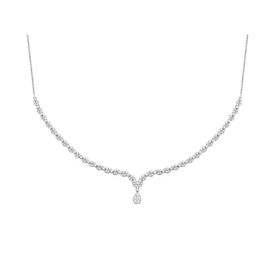 3.00ct Pear Diamond Drop Cluster Chain Necklace