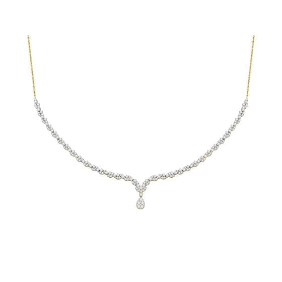 3.00ct Pear Diamond Drop Cluster Chain Necklace