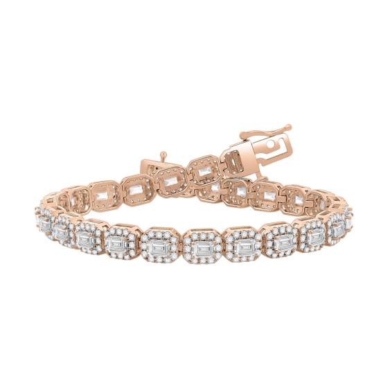 7ct Emerald Diamond Halo Designer Bracelet