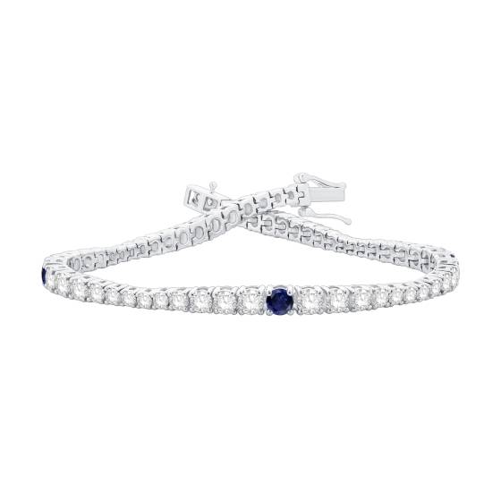 5.10ct Round Blue Sapphire and Diamond Designer Bracelet