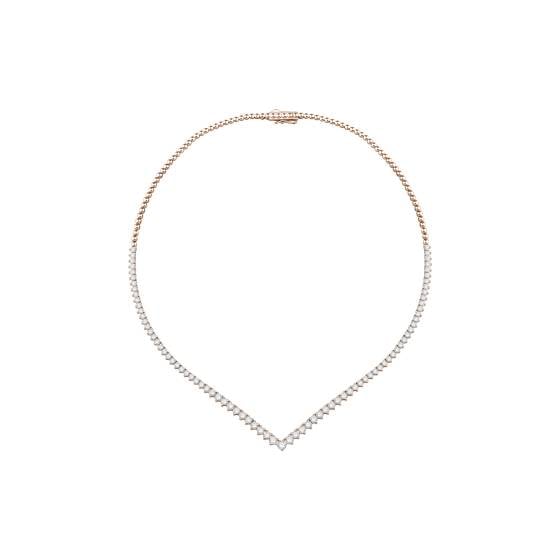 4.50ct V Shape Three Claw Round Diamond Tennis Necklace