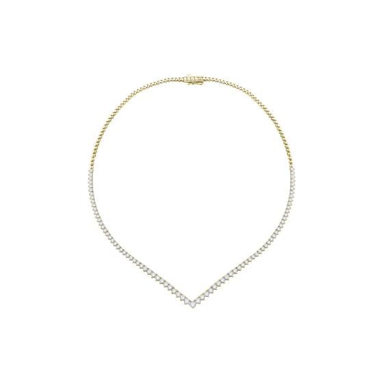 4.50ct V Shape Three Claw Round Diamond Tennis Necklace
