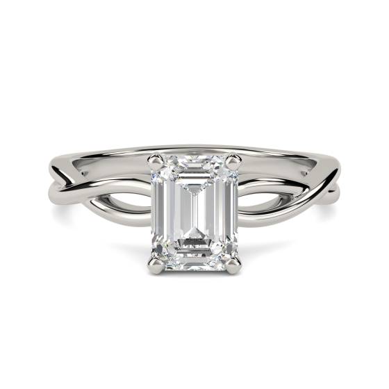 Infinity Love Swirl Emerald Diamond Engagement Ring