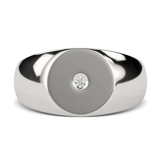 Round Diamond Gents Oval Signet Ring