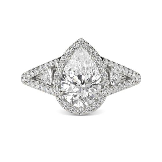 Pear Diamond Split Shoulder Set Ring