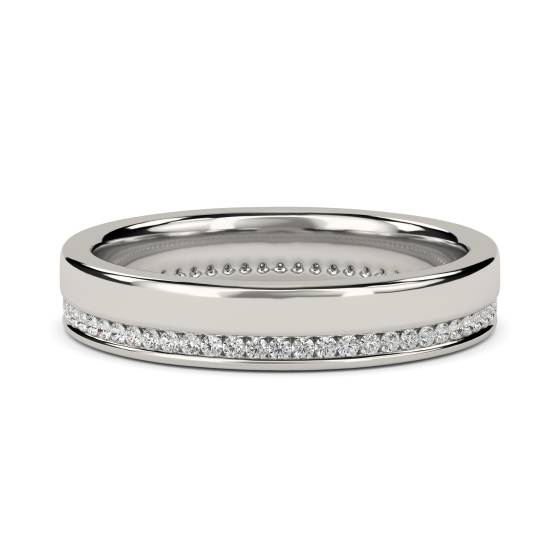 Brushed Finish 4mm Round Diamond Wedding Ring
