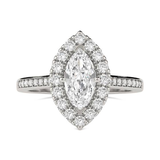 Marquise Diamond Single Halo Shoulder Set Ring