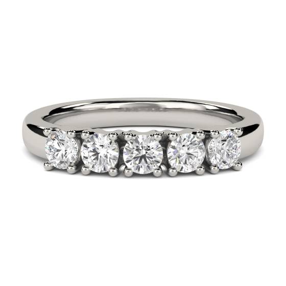 5 Stone Round Diamond Half Eternity Ring