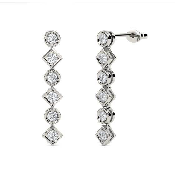Elegant Round Diamond Drop Earrings