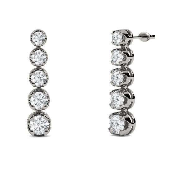 Elegant Round Diamond Drop Earrings