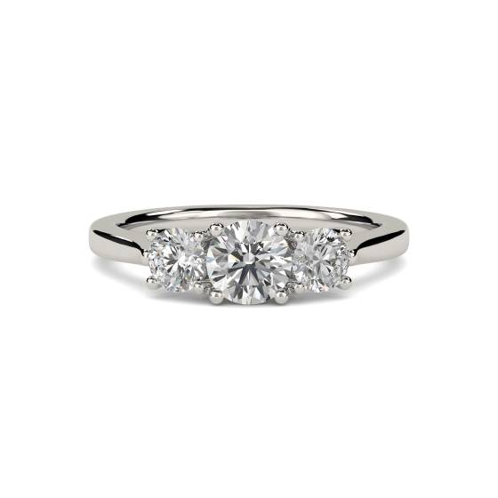 Modern Round Diamond Trilogy Ring