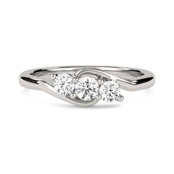 Modern Round Diamond Trilogy Ring