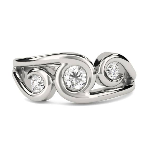 0.50ct Modern Round Diamond Bubble Trilogy Dress Ring