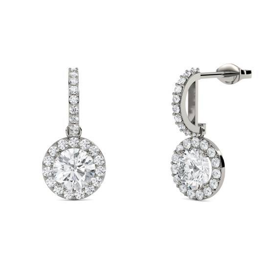 Elegant Round Diamond Single Halo Earrings