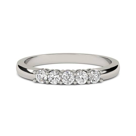 5 Stone Round Diamond Half Eternity Ring