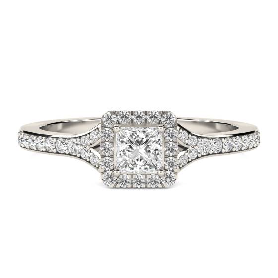 0.60ct Petite Princess Diamond Halo Ring