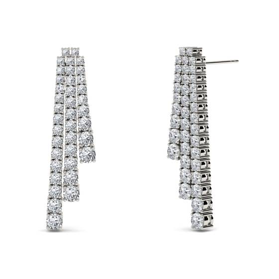 Modern Round Diamond Drop Earrings