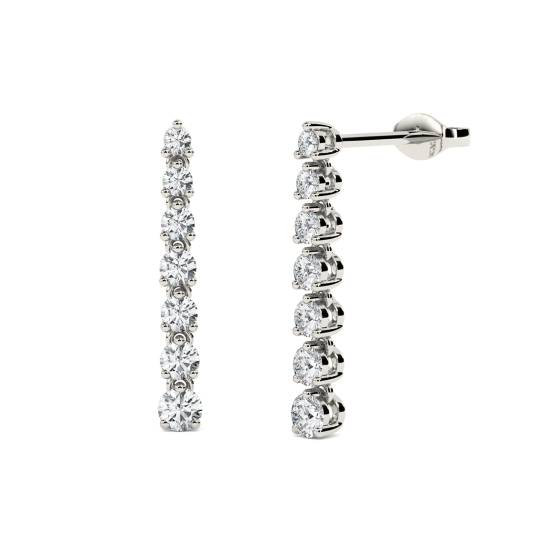 Modern Round Diamond Drop Earrings