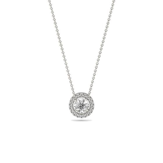 Round Diamond Single Halo Pendant