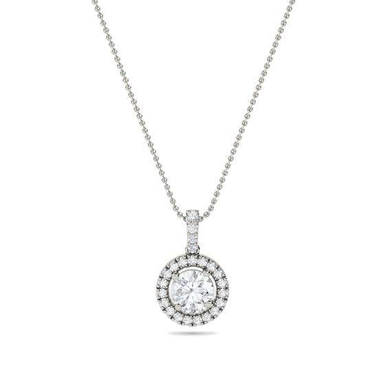 0.85ct Round Diamond Single Halo Pendant