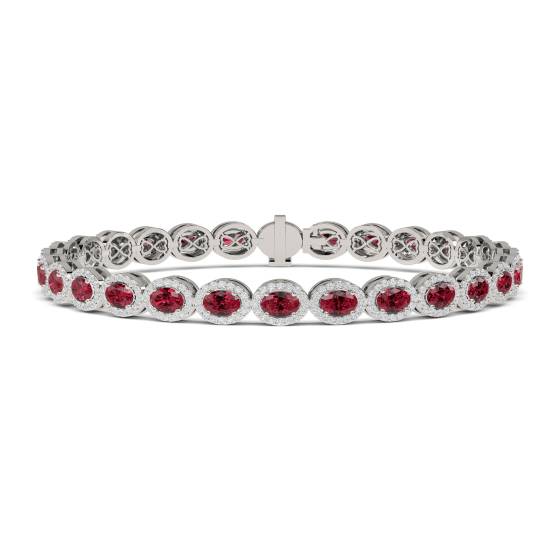 12.30ct Elegant Diamond and Ruby Tennis Bracelet