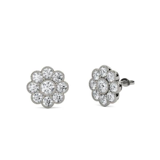 1.10ct Classic Round Diamond Halo Earrings