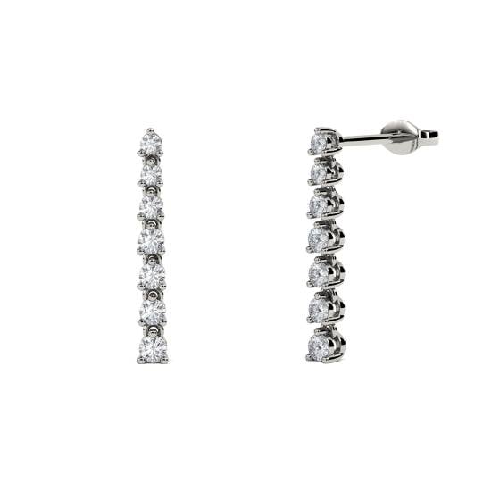 Modern Round Diamond Drop Earrings
