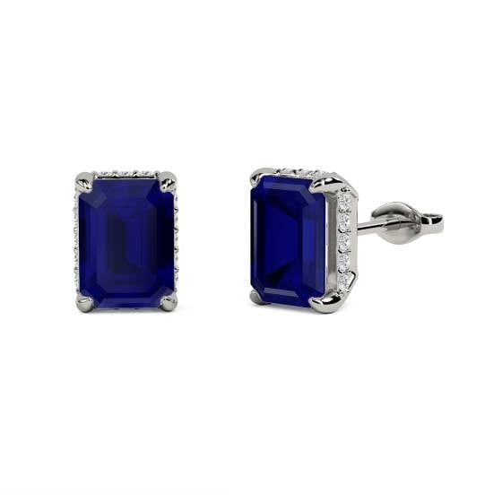Emerald Blue Sapphire Diamond Earrings