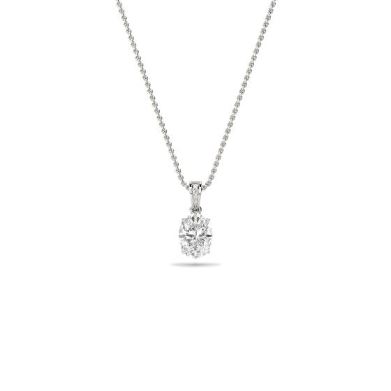 Modern Oval and Round Diamond Pendant