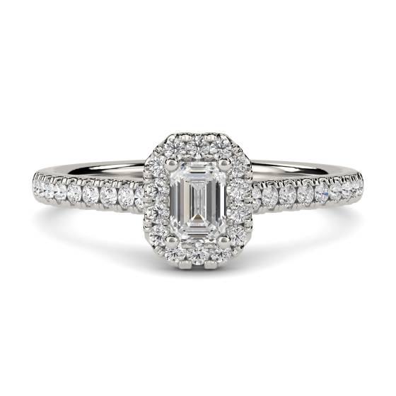 Emerald and Round Diamond Cluster Ring